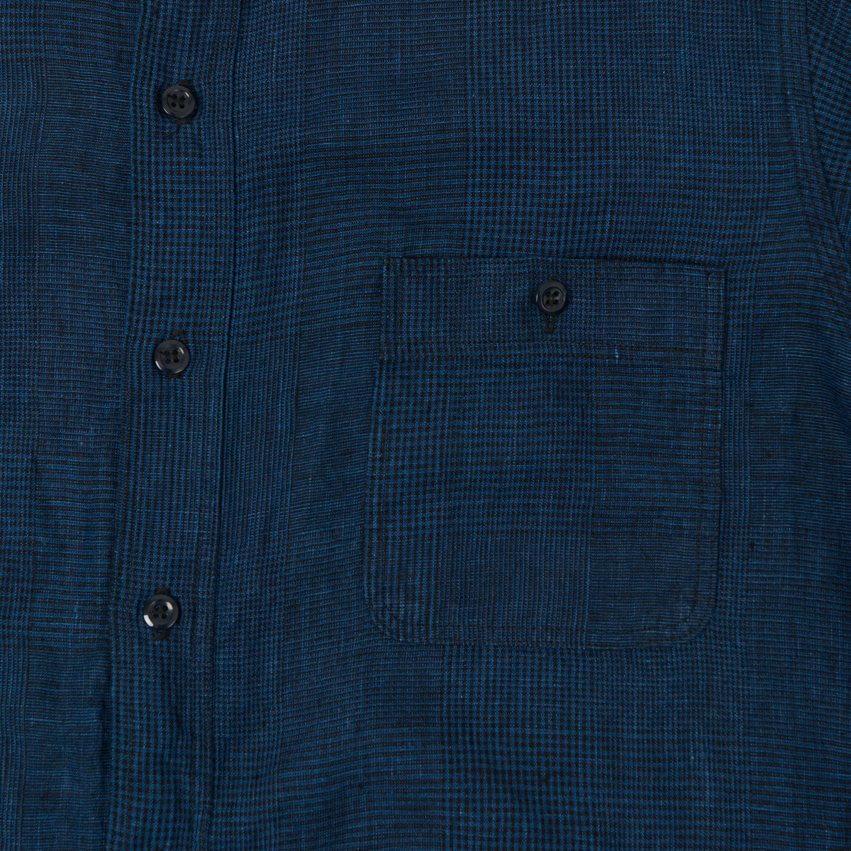 orSlow Linen Poplin Check Work Shirt - Indigo