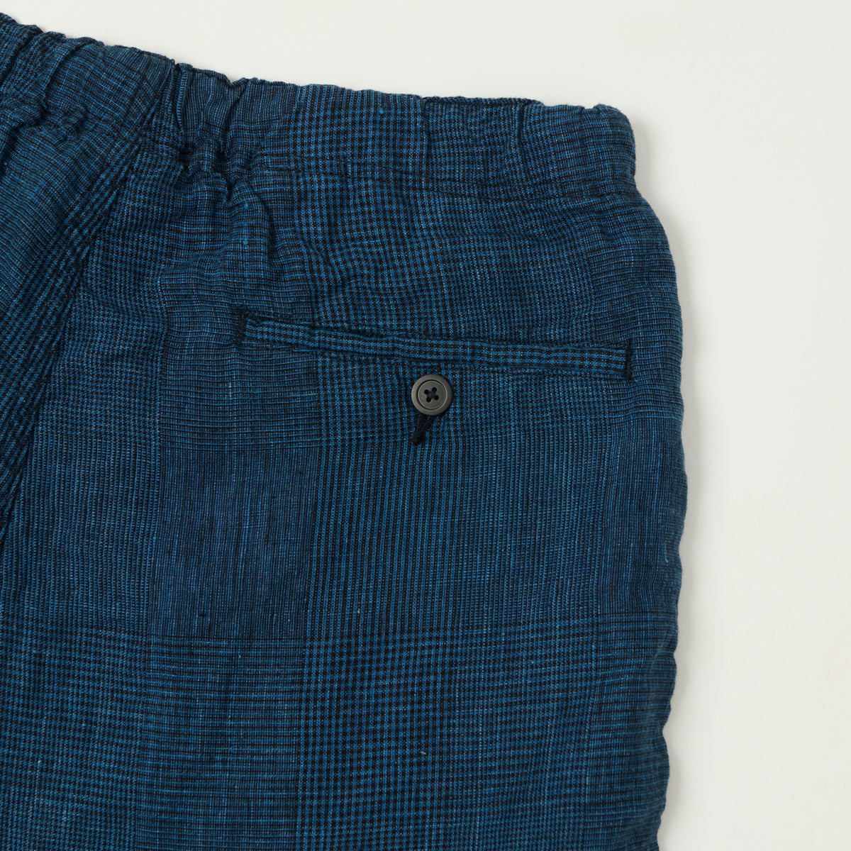 orSlow Linen Poplin Check New Yorker Shorts - Indigo Check