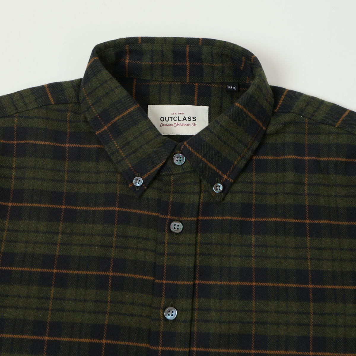 Outclass Classic Button Down Flannel Shirt - Hunter Plaid