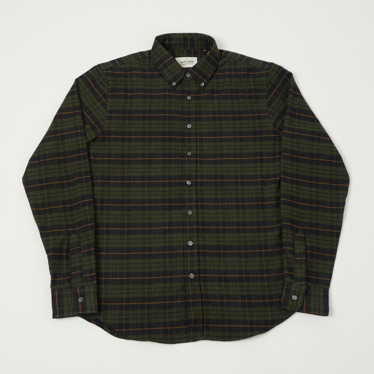 Outclass Classic Button Down Flannel Shirt - Hunter Plaid