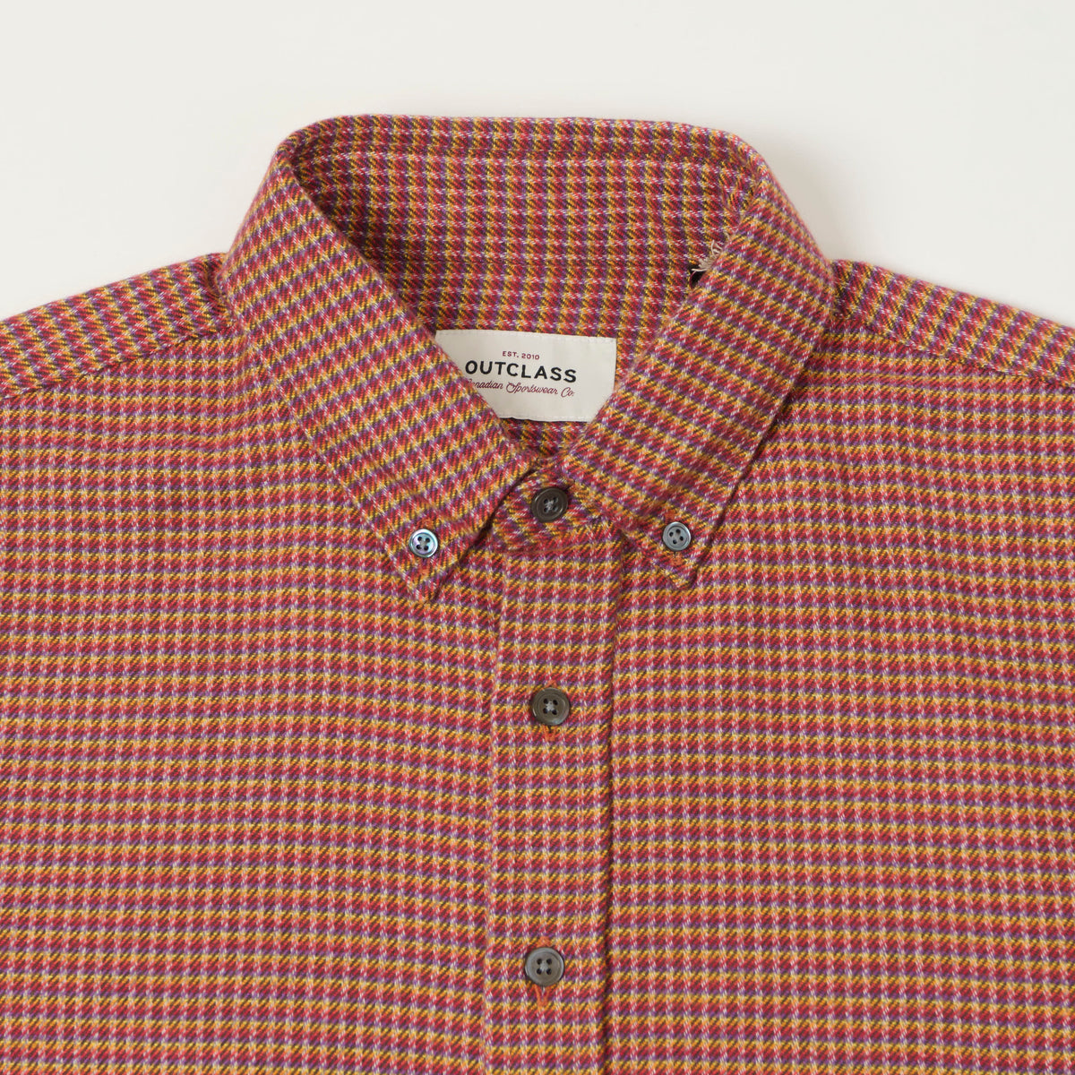 Outclass Classic Button Down Flannel Shirt - Sunset Micro Plaid