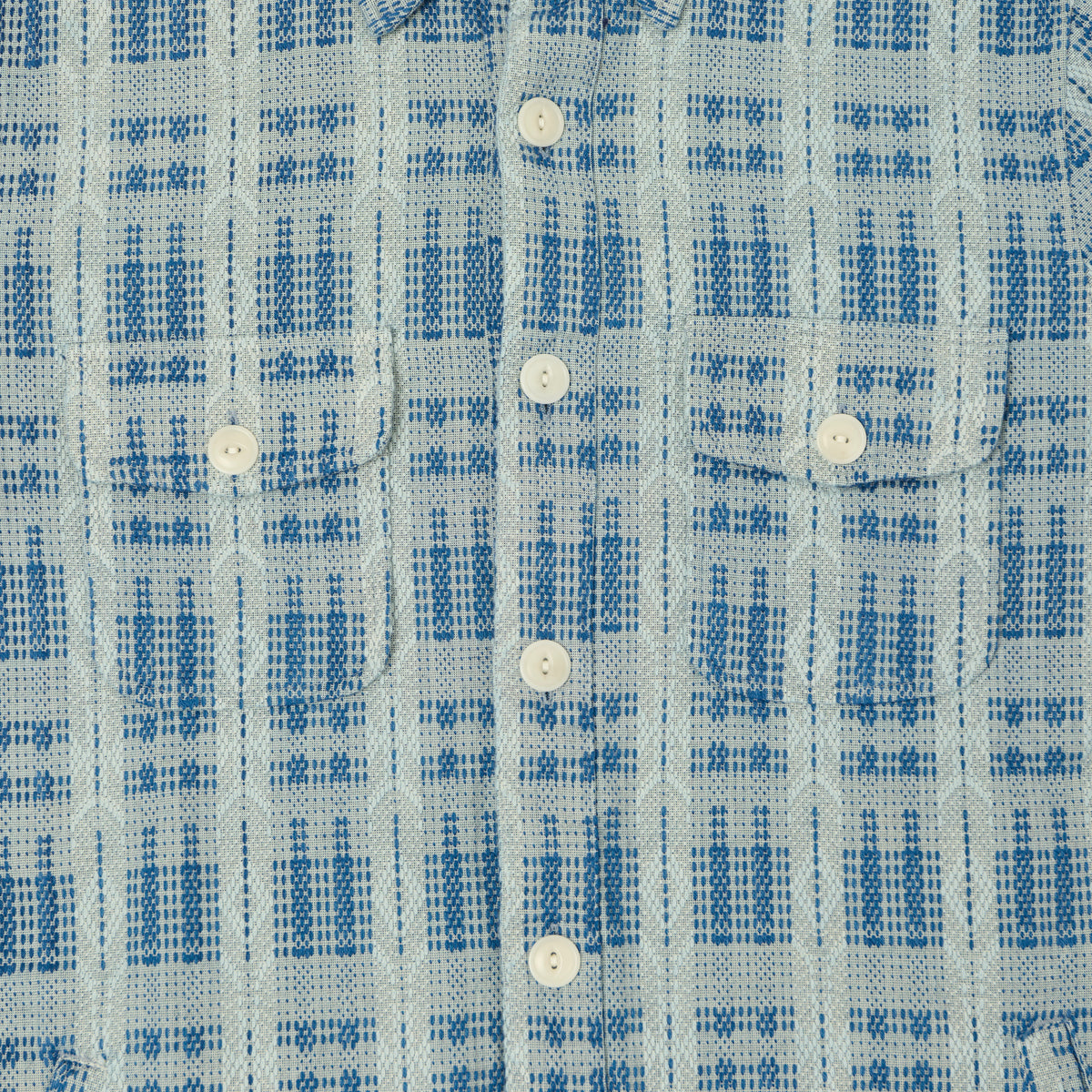 Outclass Sashiko Blanket Overshirt - Indigo