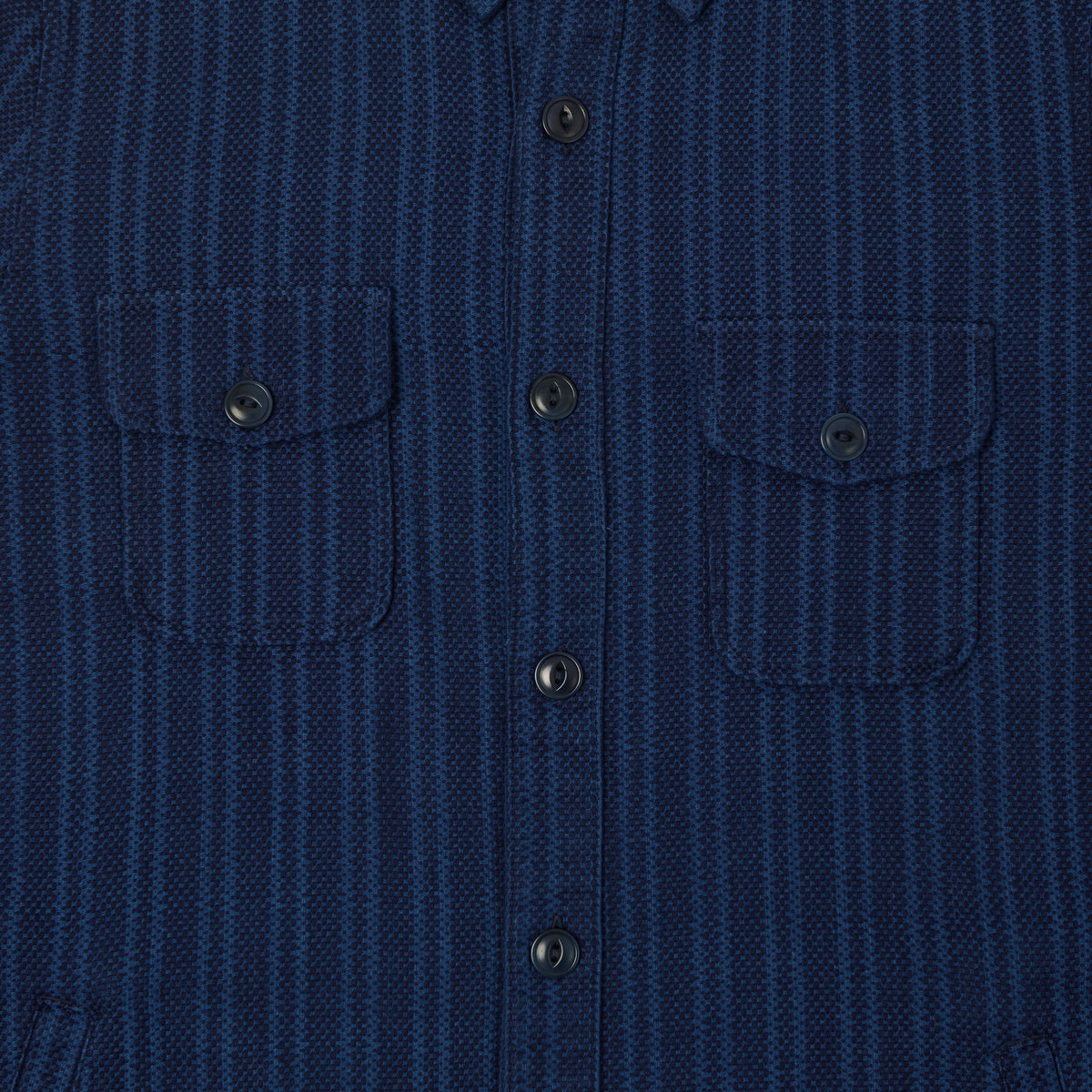 Outclass Sashiko Stripe Overshirt - Indigo