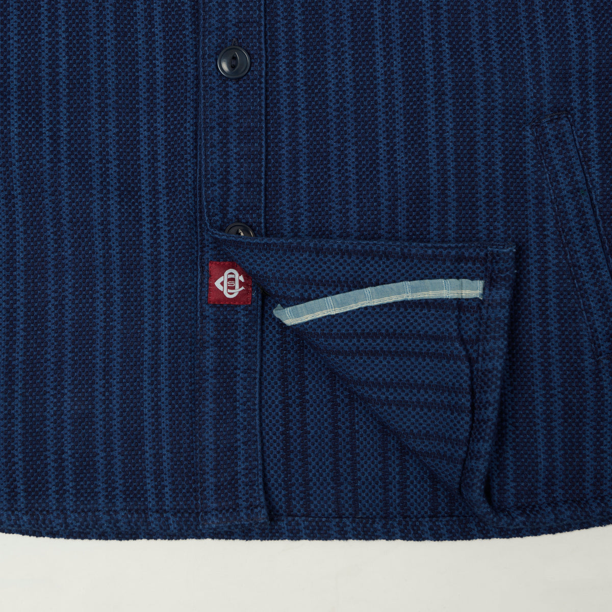 Outclass Sashiko Stripe Overshirt - Indigo