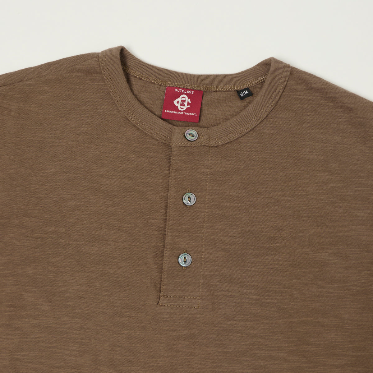 Outclass Slub Knit Henley T-Shirt - Mocha