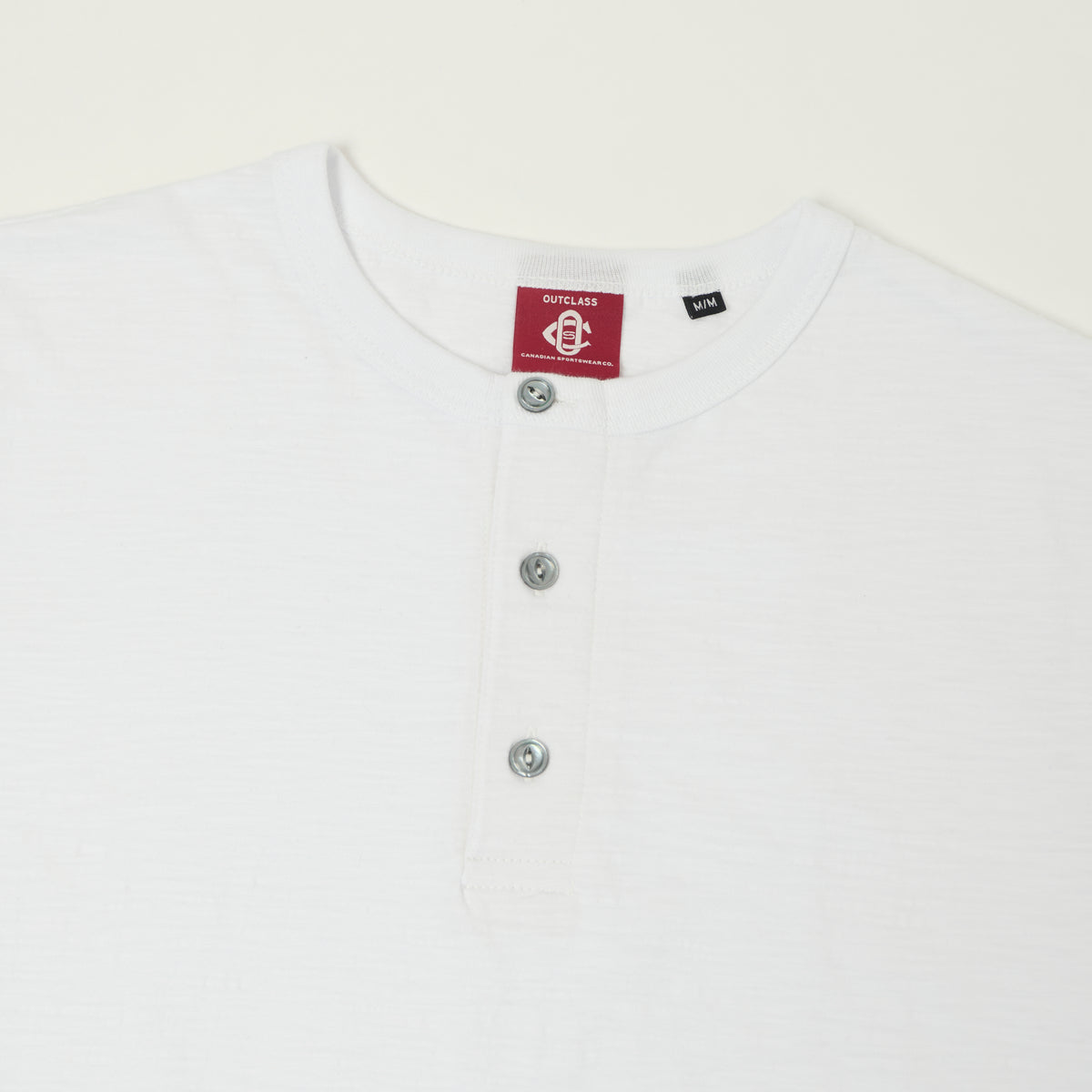 Outclass Slub Knit Henley T-Shirt - White