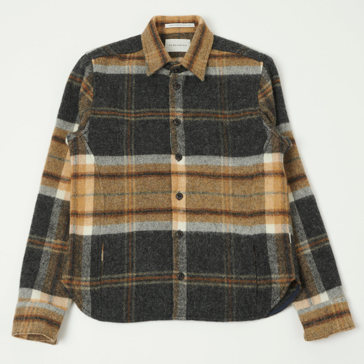 Peregrine 'Barney' Wool Overshirt - Brown/Grey