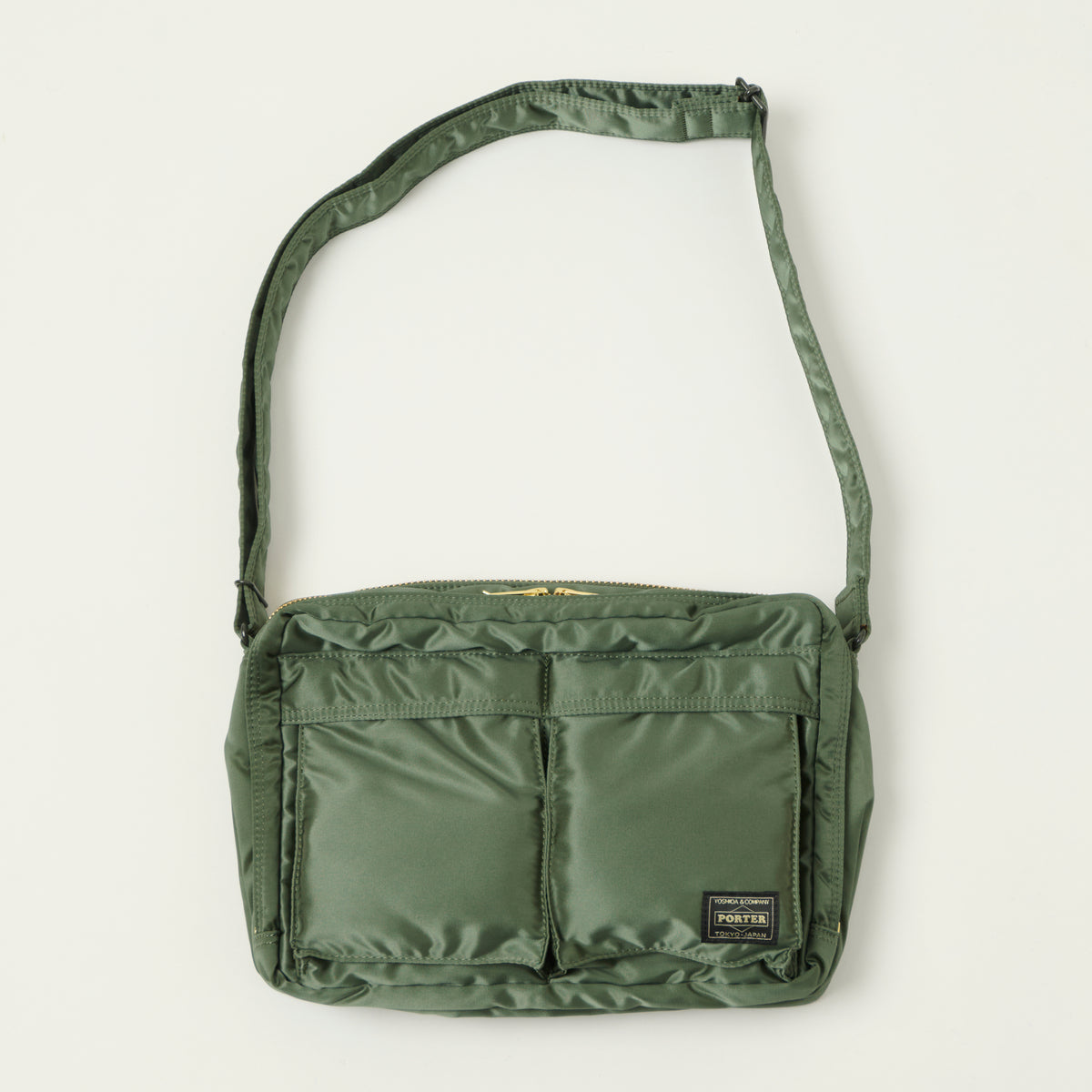 Porter-Yoshida & Co Bio Tanker Medium Zipped Sling Bag - Sage Green