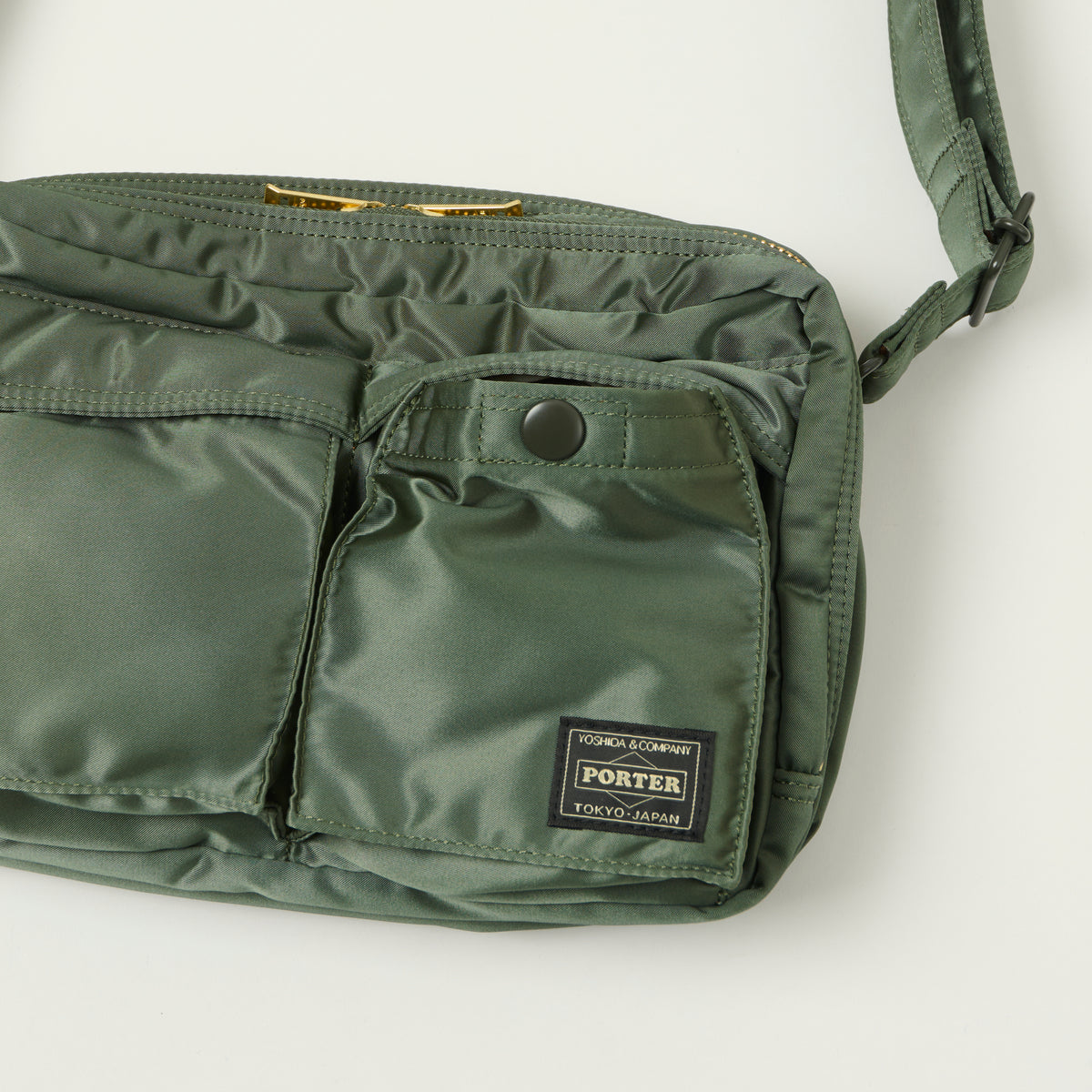 Porter-Yoshida & Co Bio Tanker Zipped Sling Bag - Sage Green