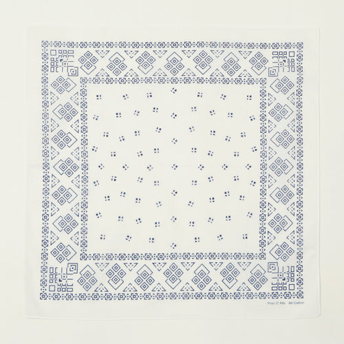 Post Overalls Geo Pattern #1 Bandana - White