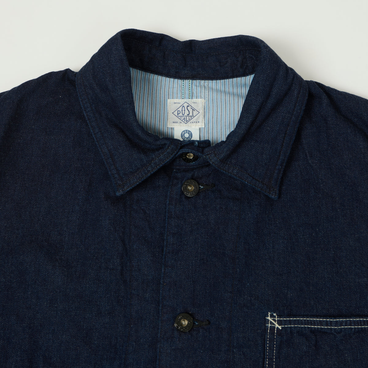 Post Overalls 8oz Denim Coverall Chore Jacket - One Wash