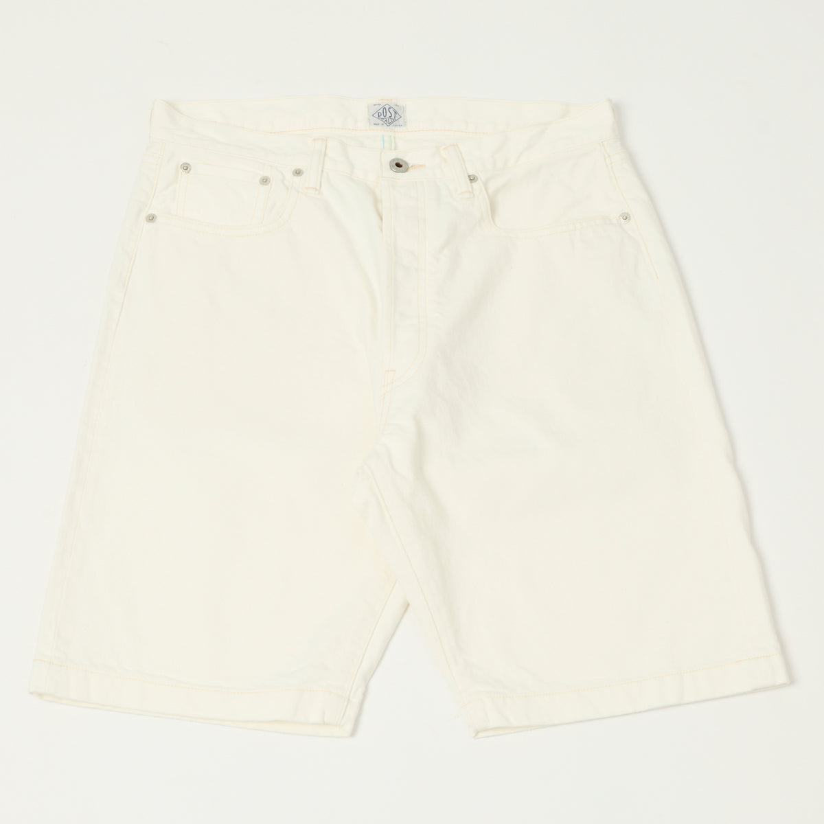 Post Overalls No.2 Five Pocket Denim Shorts - White