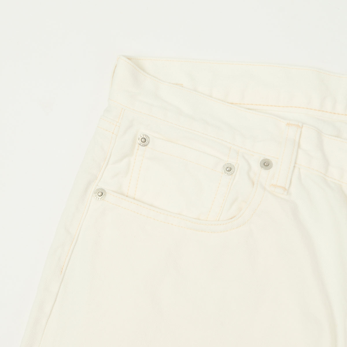 Post Overalls No.2 Five Pocket Denim Shorts - White