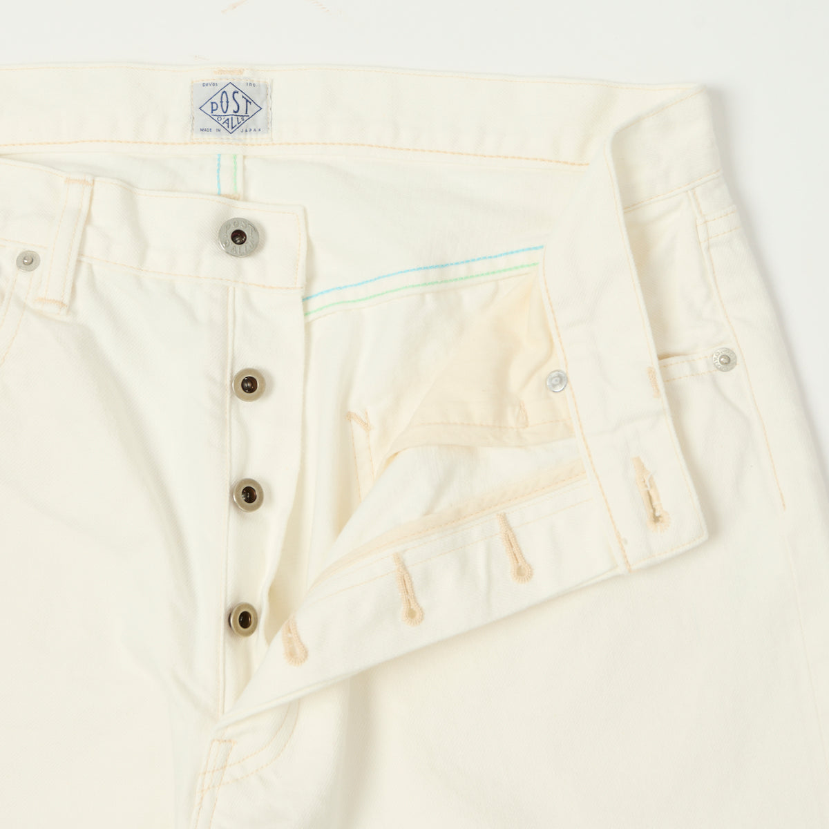 Post Overalls No.2 Five Pocket Denim Shorts - White