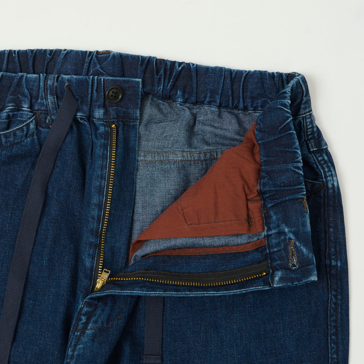 Post Overalls 'E-Z Chinois De Luxe' 8oz Denim Trousers - Deep Wash