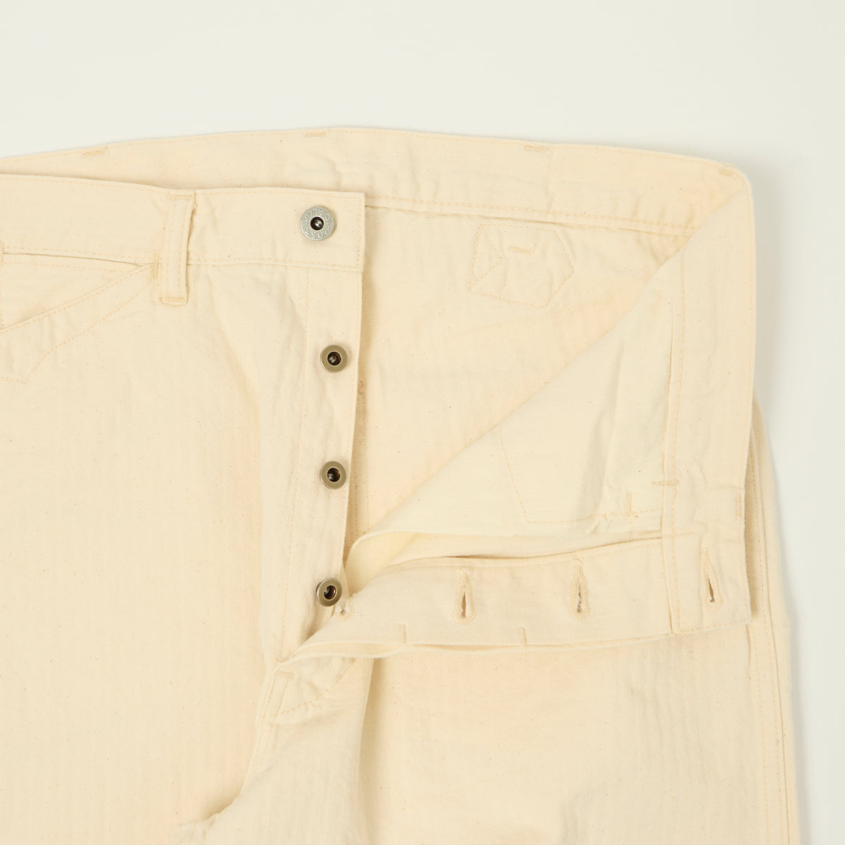 Post Overalls 'Sweetbear' Band-top HBT Trouser - Natural
