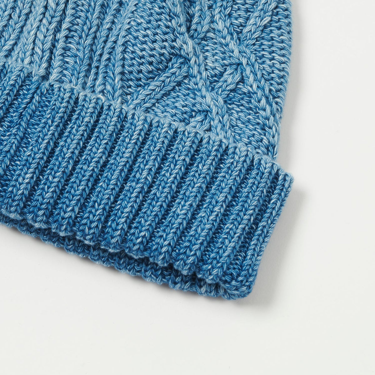 RoToTo Cotton Aran Watch Cap - Light Denim