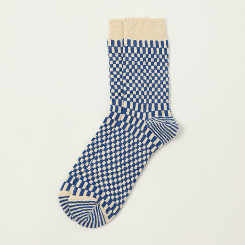 Rototo Checkerboard Pattern Socks - Blue