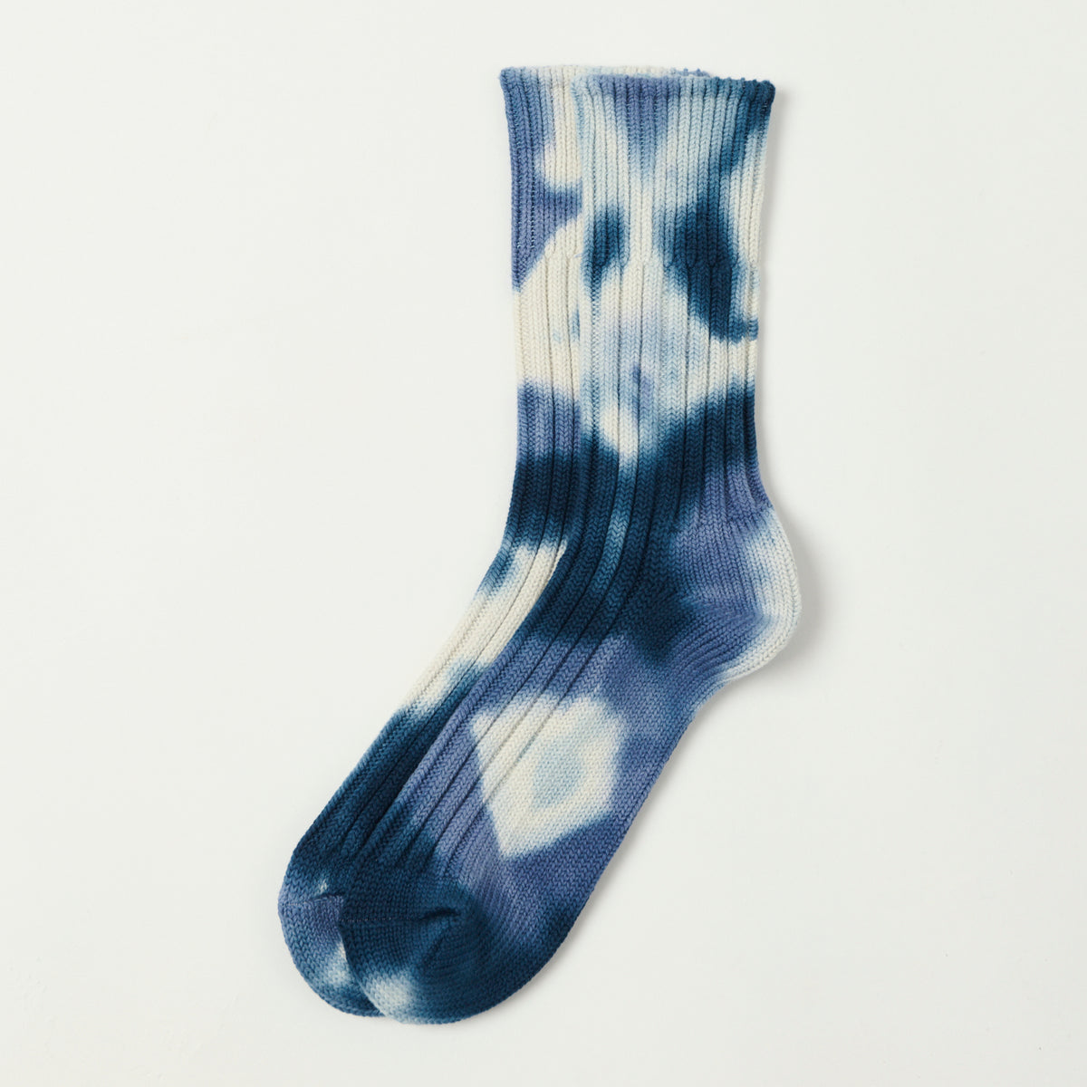 RoToTo Tie Dye Chunky Ribbed Crew Sock - Navy/Blue
