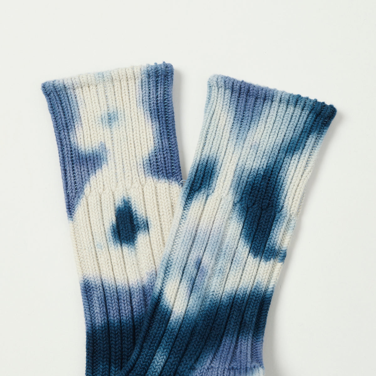 RoToTo Tie Dye Chunky Ribbed Crew Sock - Navy/Blue