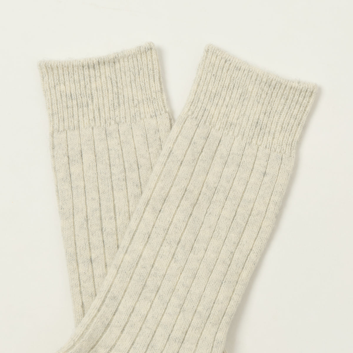RoToTo Cotton Wool Ribbed Crew Sock - Ash Grey