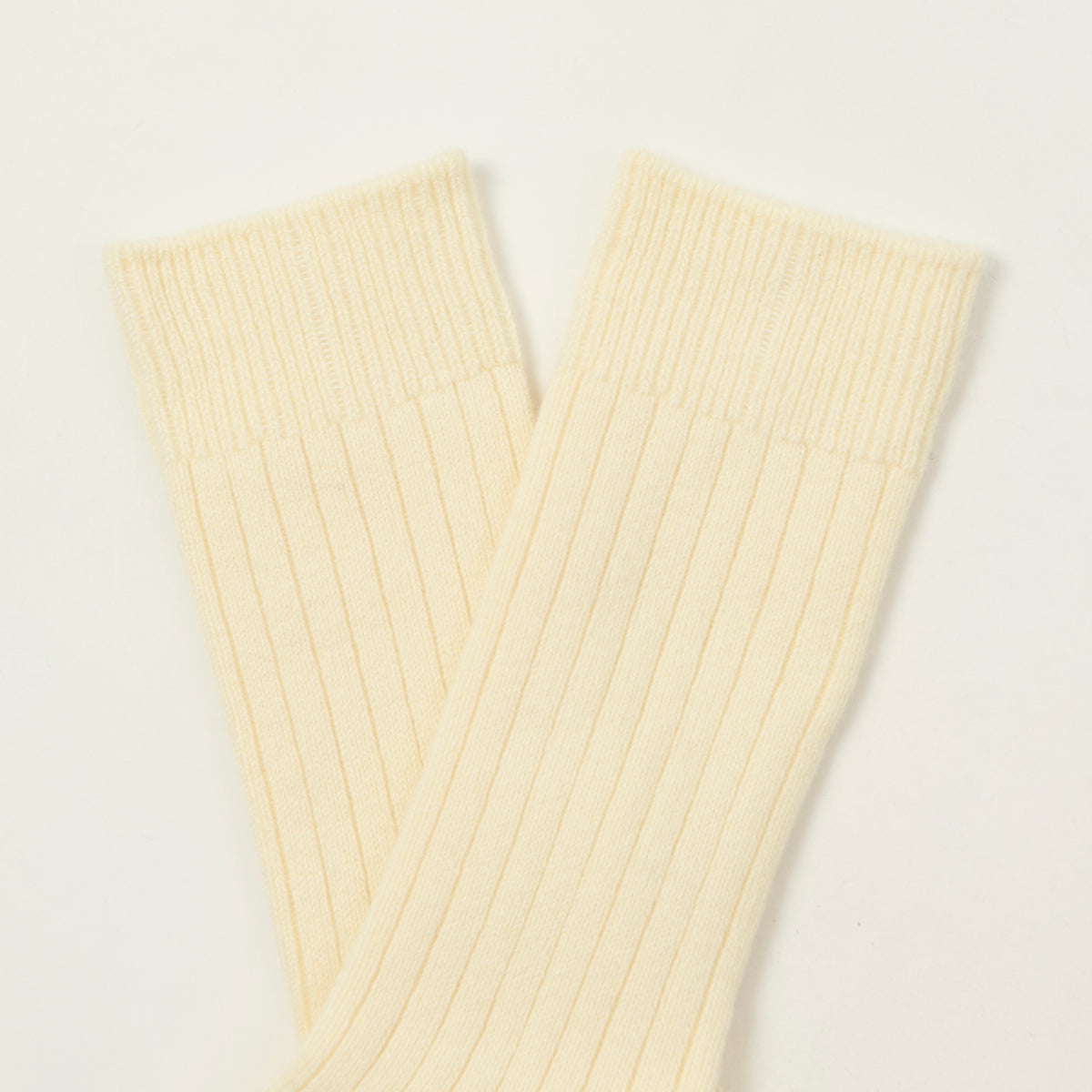Rototo Cotton Wool Ribbed Crew Socks - White