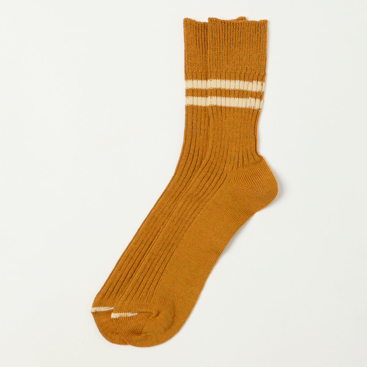 RoToTo Hemp & Organic Cotton Stripe Sock - Sunset Gold/Whitesand