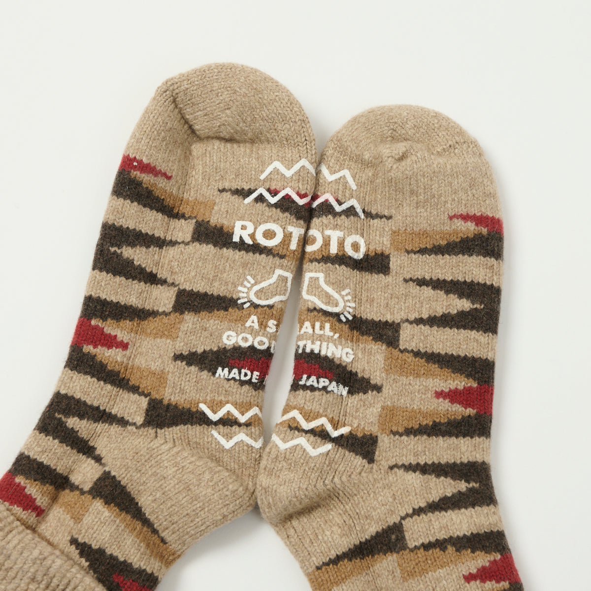 RoToTo Merino Lambs Wool 'Native' Room Sock - Light Brown
