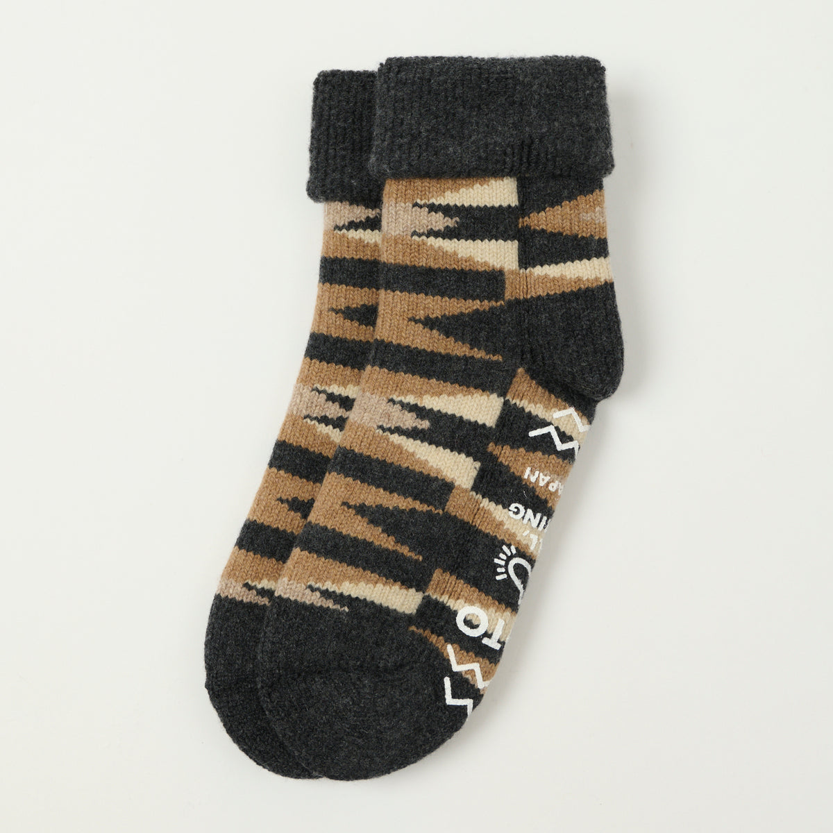 RoToTo Merino Lambs Wool 'Native' Room Sock - Charcoal