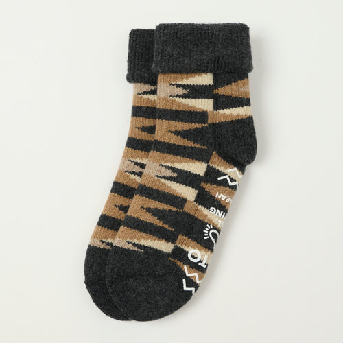 RoToTo Merino Lambs Wool 'Native' Room Sock - Charcoal