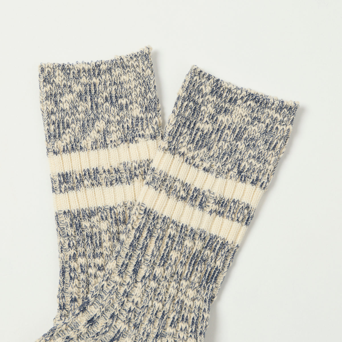 RoToTo Organic Cotton Slub Stripe Sock - Navy