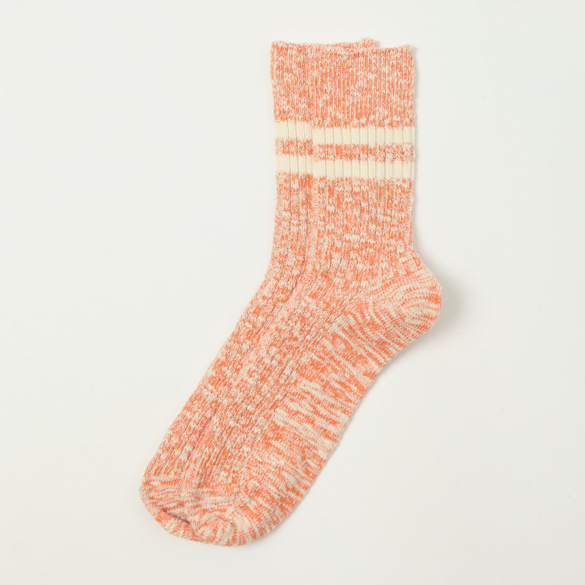 RoToTo Organic Cotton Slub Stripe Sock - Orange