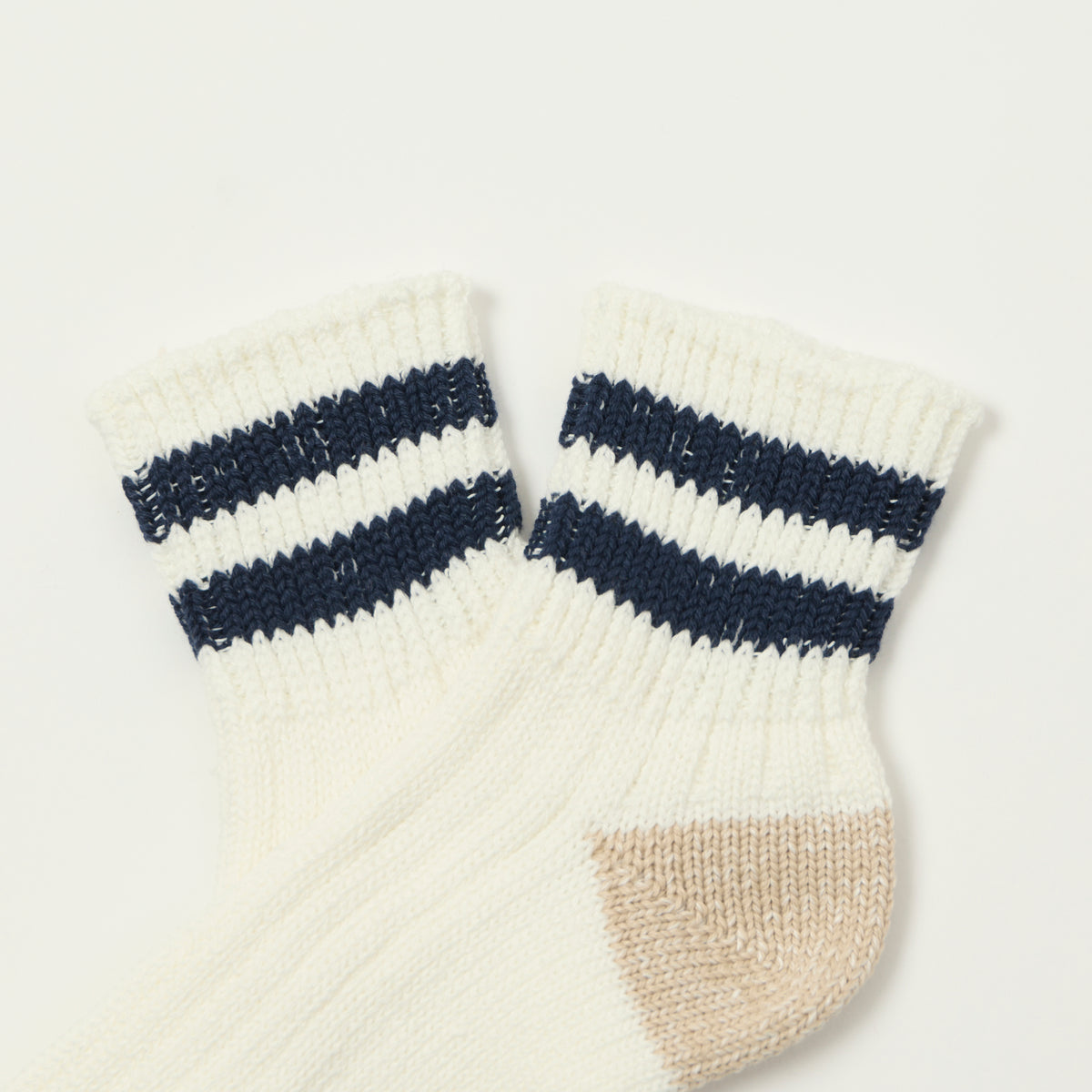 RoToTo Old School Ribbed Ankle Sock - White/Navy