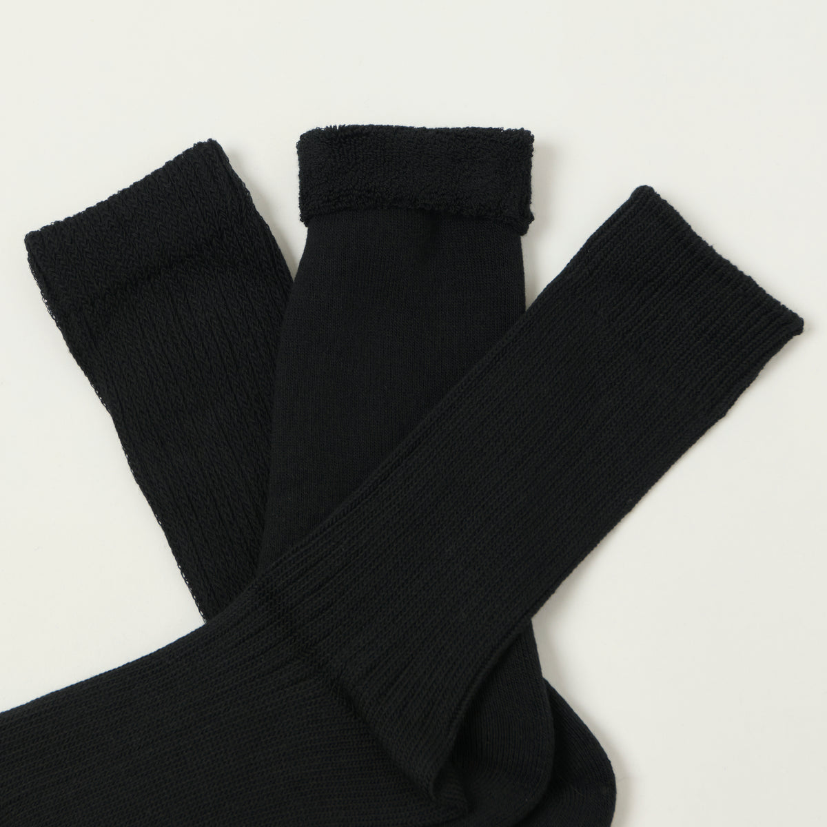Rototo Organic Daily Three Pack Crew Socks - Black