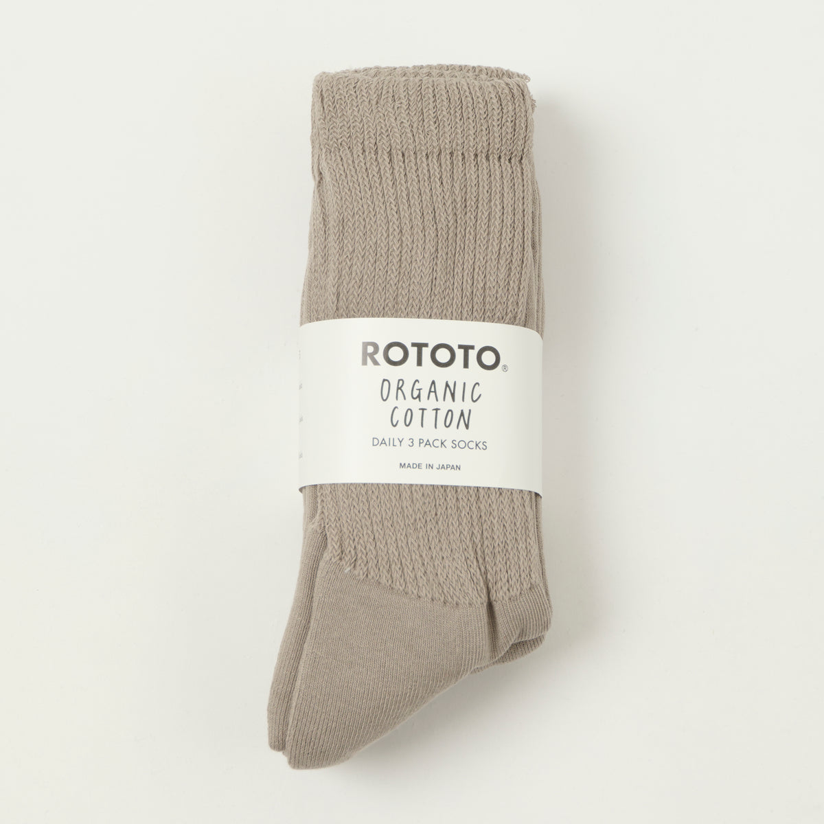 Rototo Organic Daily 3 Pack Crew Socks - Greige