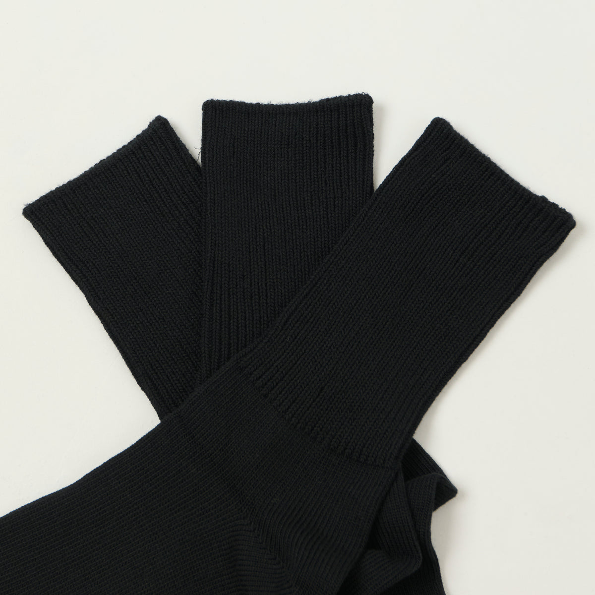 Rototo Organic Daily 3 Pack Ribbed Crew Sock - Black