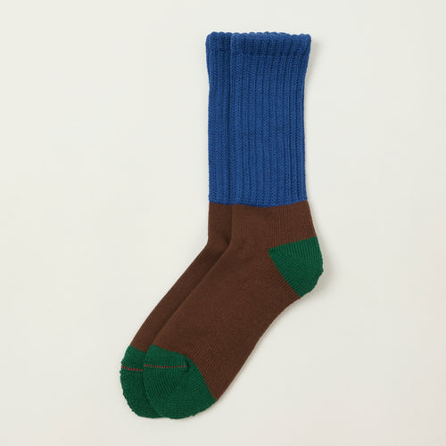 Rototo Multi Loose Pile Socks - Blue/Brown
