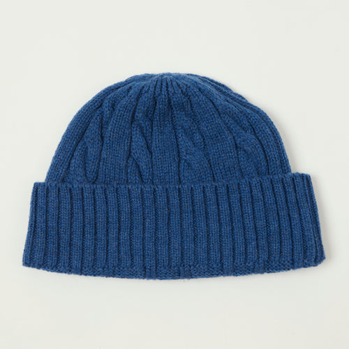 Rototo Washable Merino Cable Watch Cap - Blue