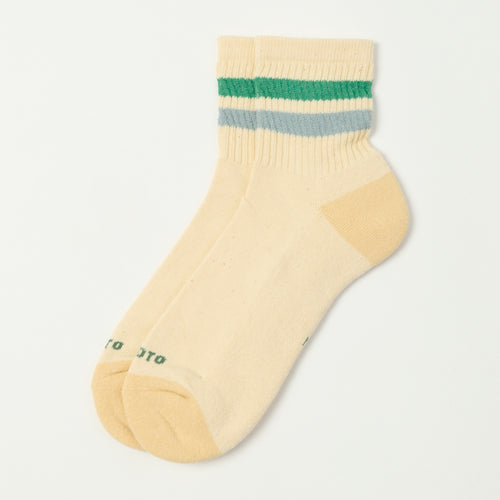 RoToTo Retro Athletic Ankle Sock - Green/Light Blue