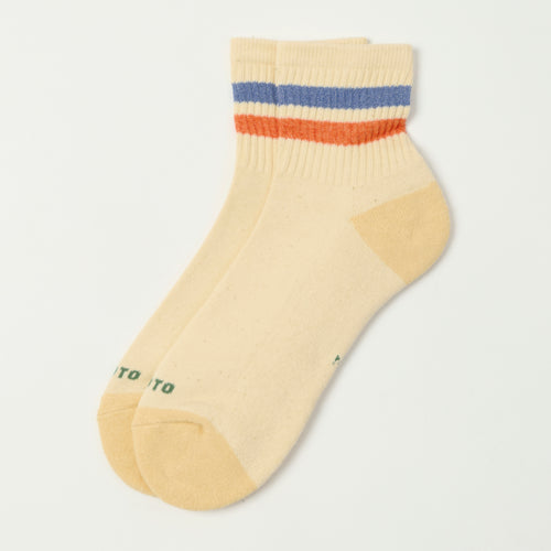 RoToTo Retro Athletic Ankle Sock - Blue/Orange