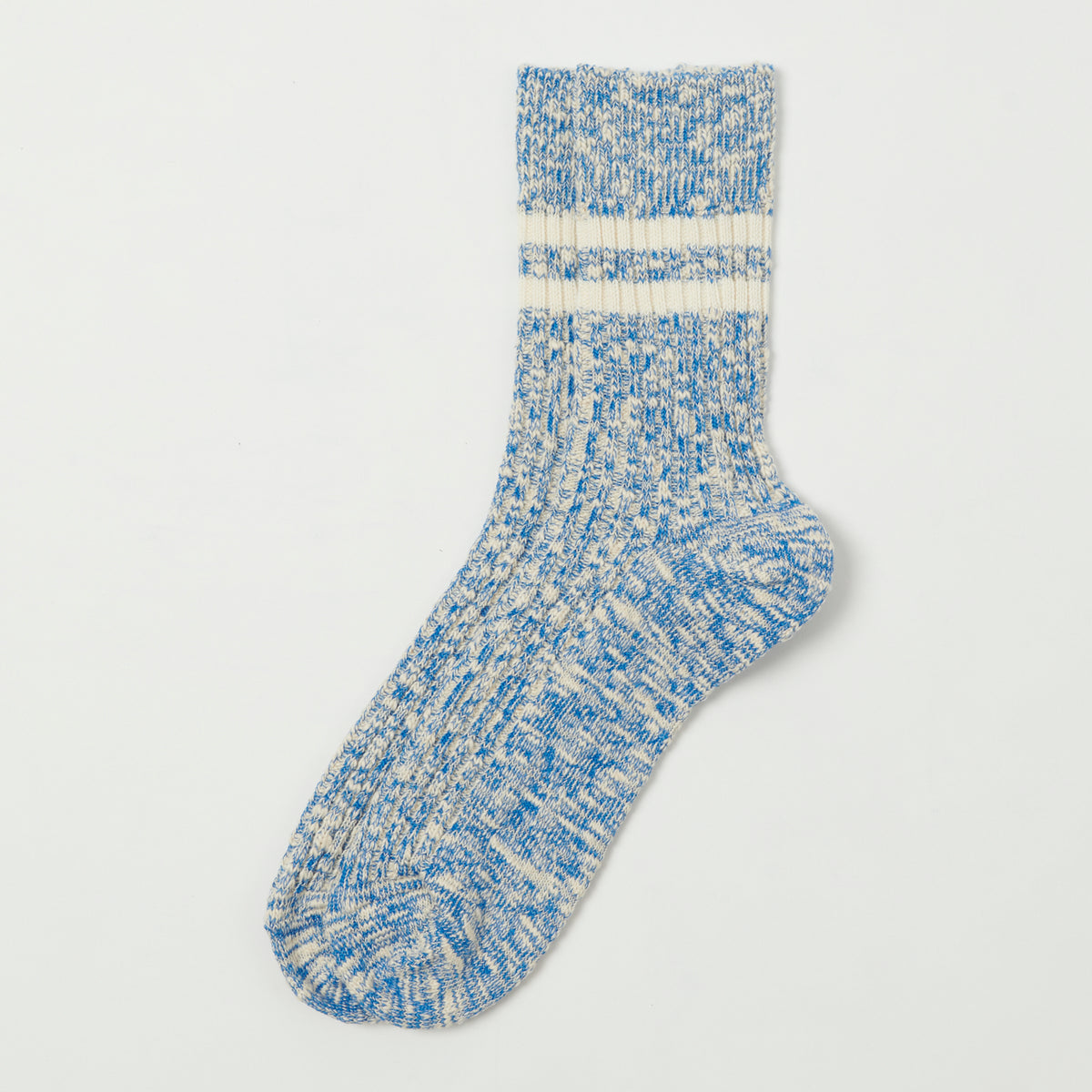 RoToTo Organic Cotton Slub Stripe Sock - Blue