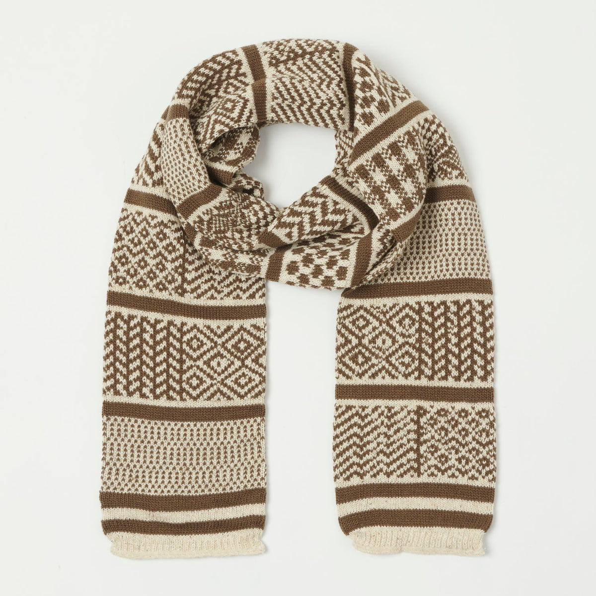 RoToTo Sockstole Scarf - Ivory/Greyish Brown