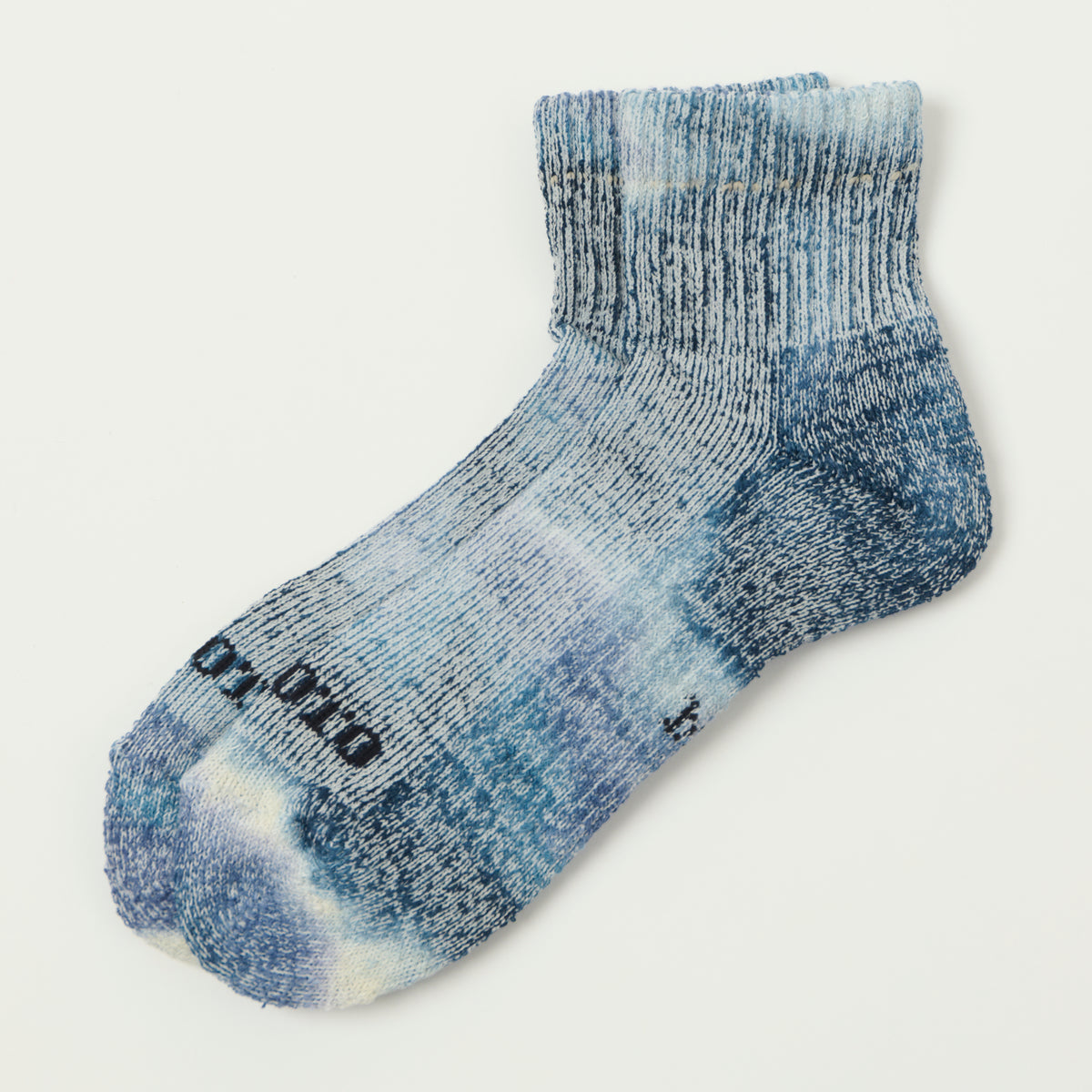 RoToTo Tie Dye Organic Cotton Pile Ankle Sock - Indigo/Navy