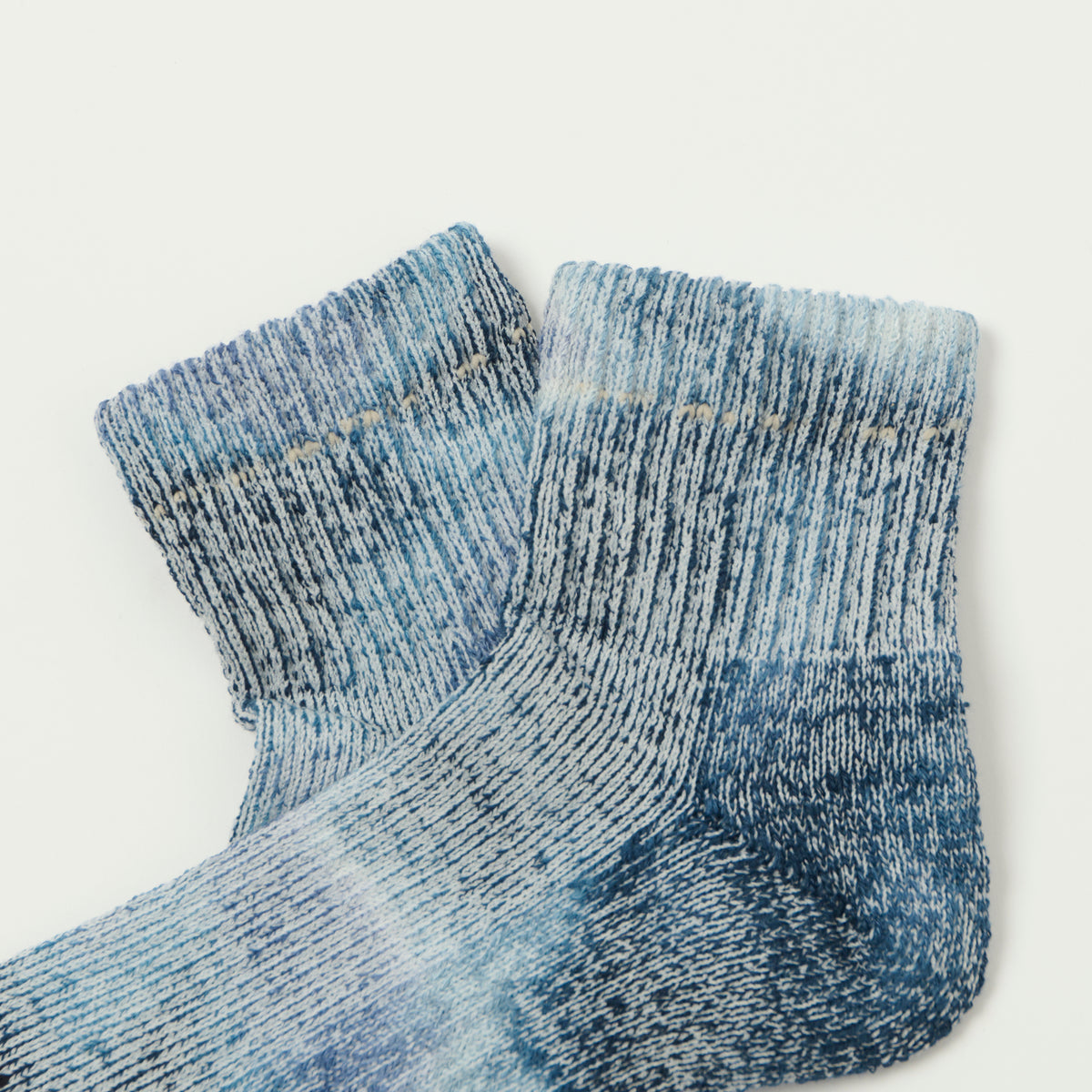 RoToTo Tie Dye Organic Cotton Pile Ankle Sock - Indigo/Navy