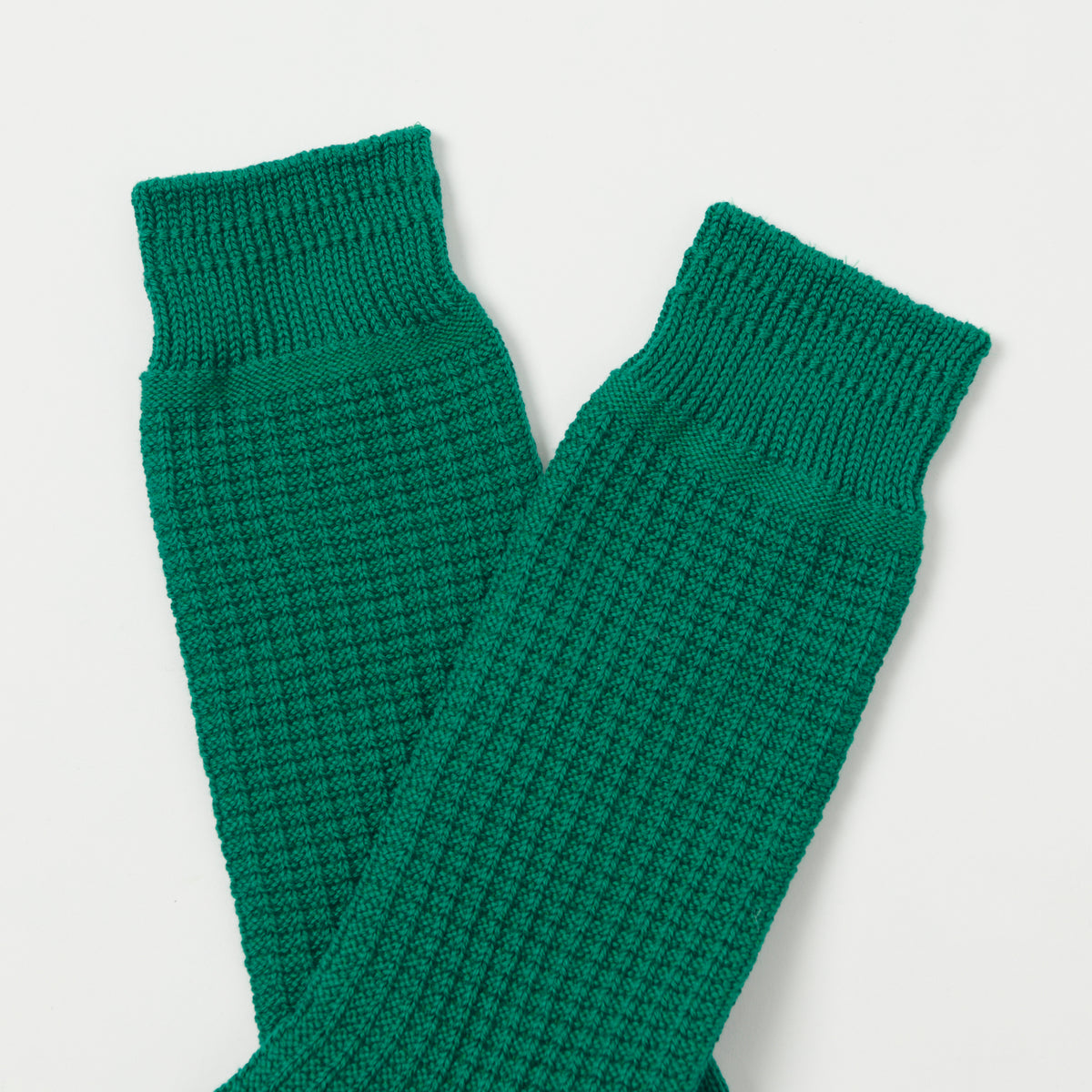 RoToTo Cotton Waffle Crew Sock - Sea Green