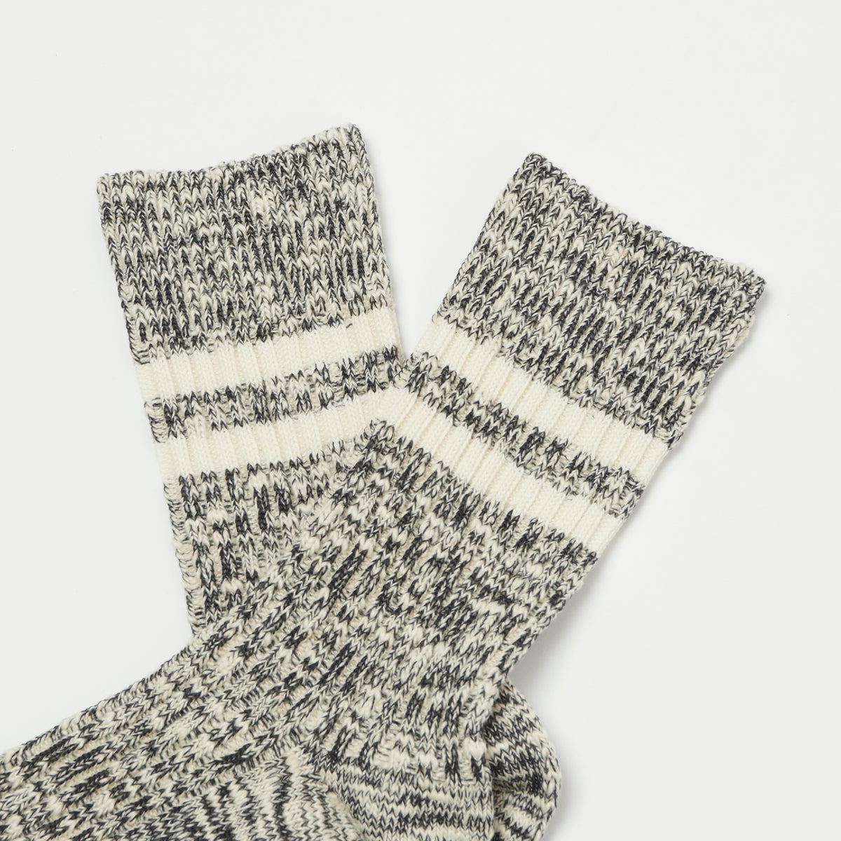 RoToTo Organic Cotton Slub Stripe Sock - Black