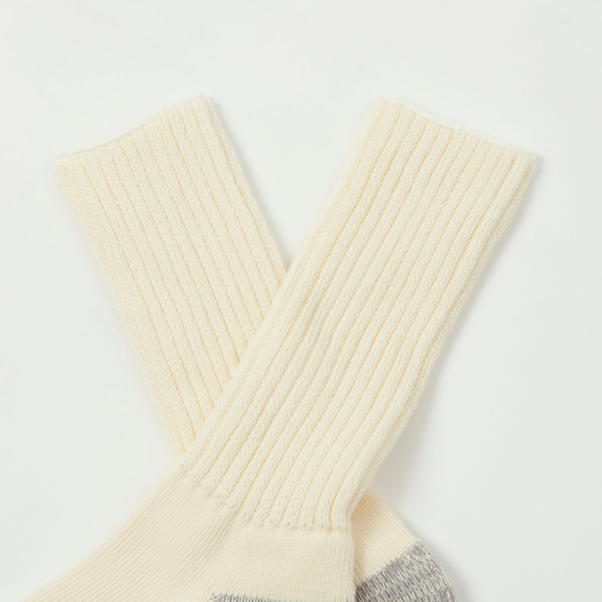 RoToTo Coarse Ribbed Oldschool Crew Sock - Ecru