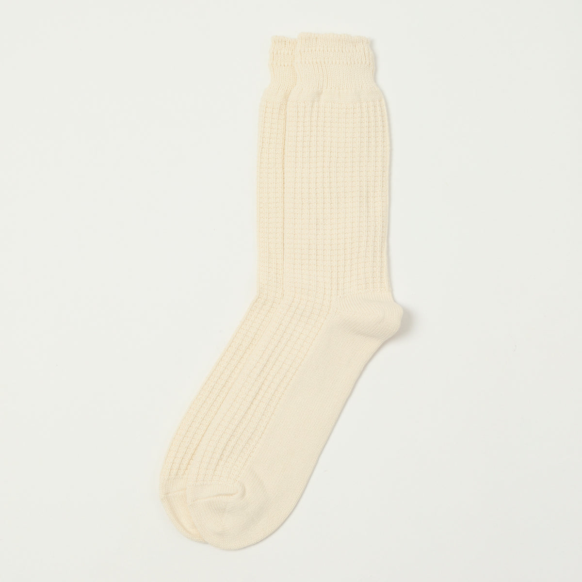 RoToTo Cotton Waffle Crew Sock - Raw White