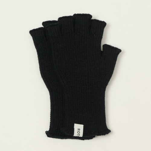 Rototo Washable Merino Knit Fingerless Gloves - Black