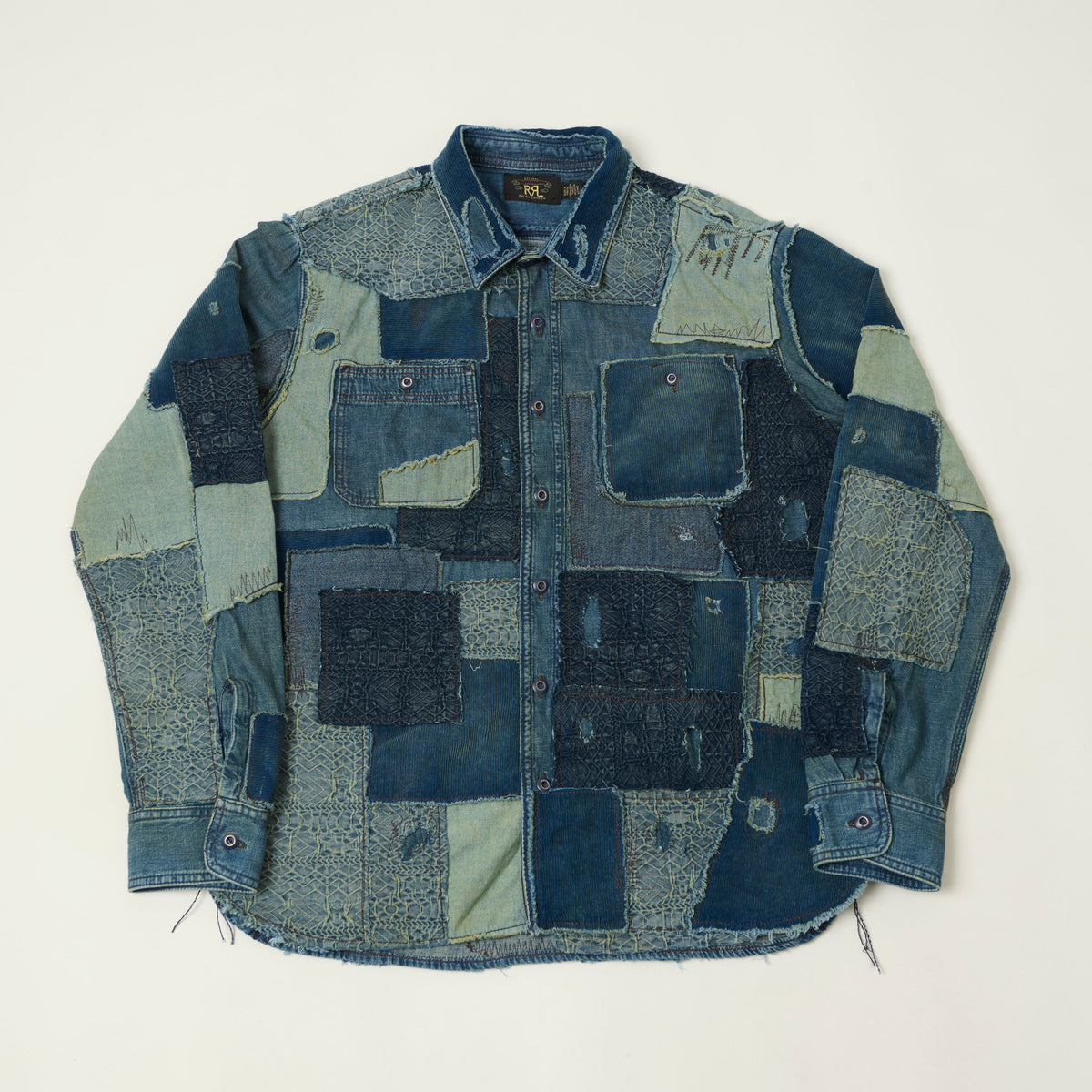 RRL Indigo Patchwork Shirt - Blue